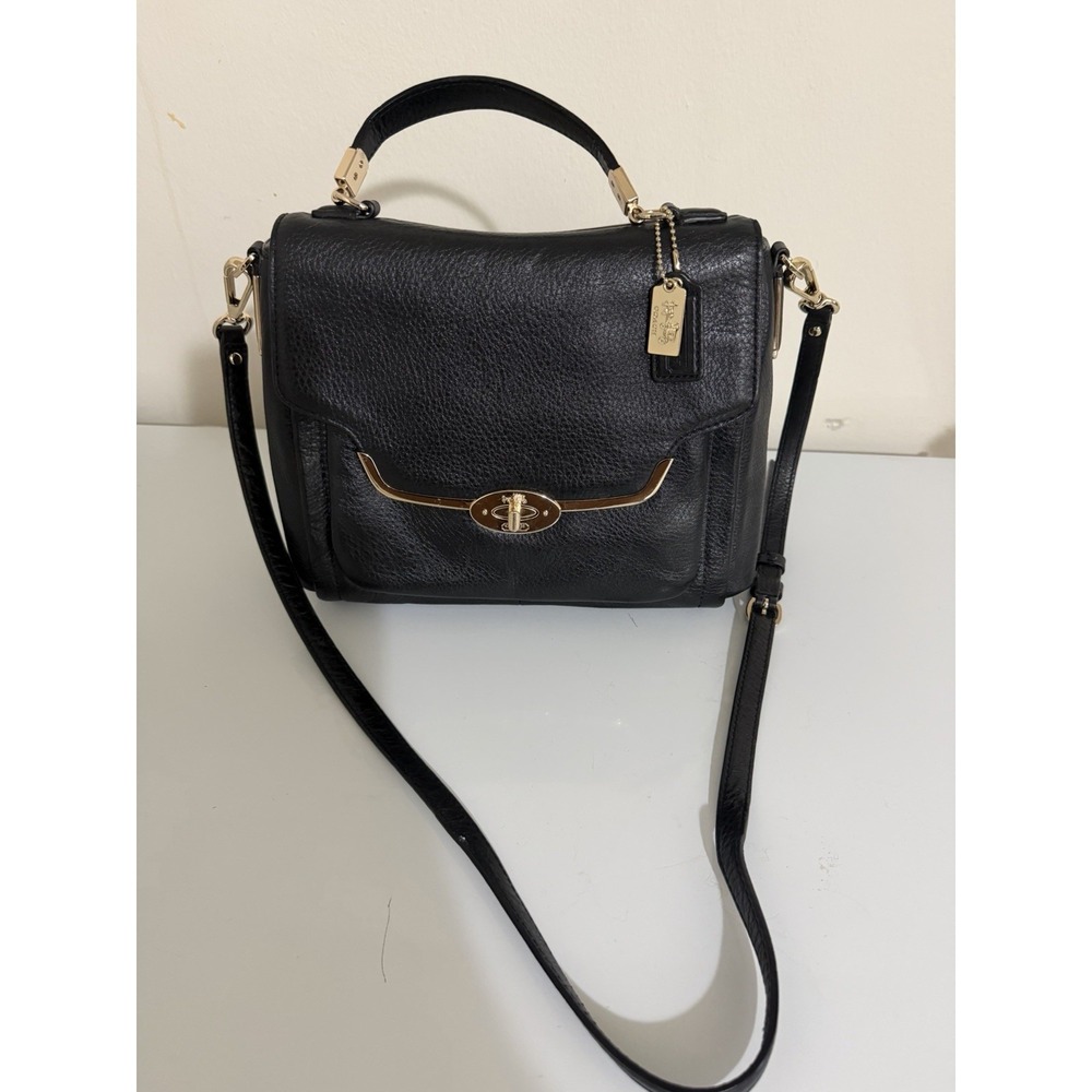 Coach 2013 Sadie Madison Black Leather Turnlock Flap Crossbody Bag 26624 VTG